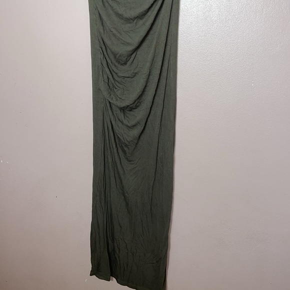 Enza Costa Silk Ribbed Maxi Dress in Olive Green XL - Picture 2 of 7
